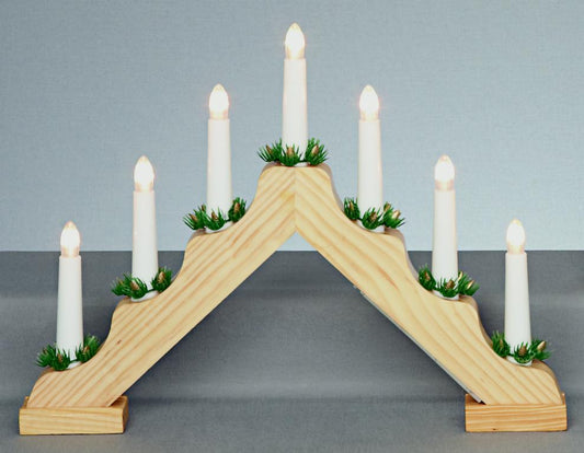 Premier Battery Operated 7 LED Wooden Candlebridge