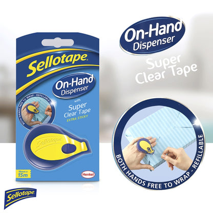 Sellotape On Hand Dispenser Including 18mm x 15m Roll