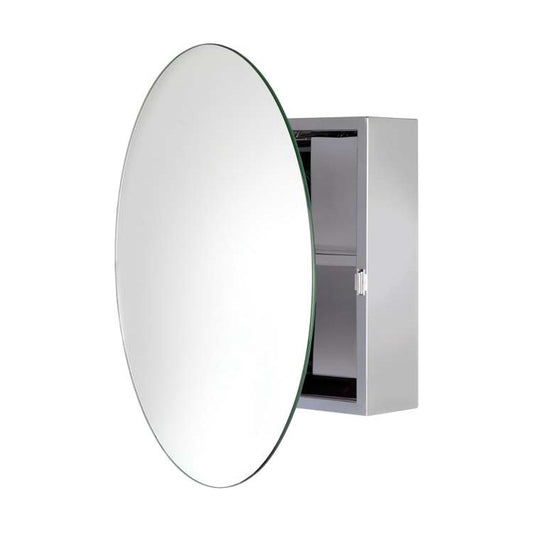 Anton Severn Stainless Steel Circular Mirror Cabinet