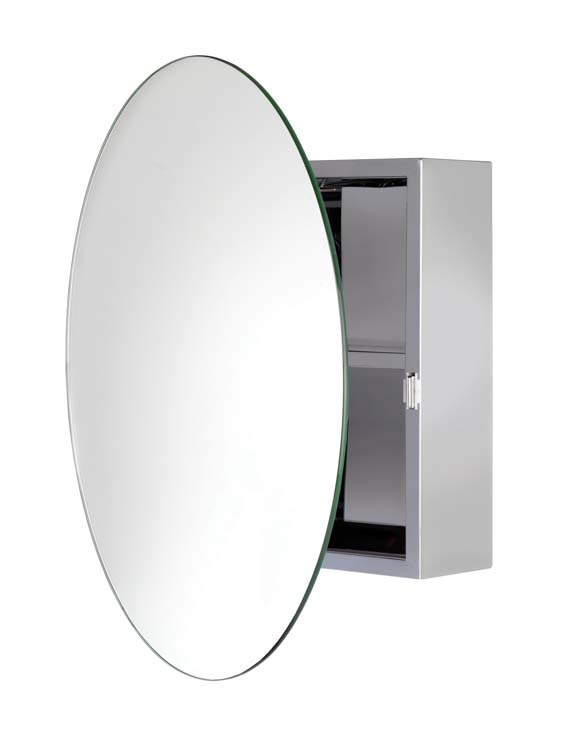 Anton Severn Stainless Steel Circular Mirror Cabinet