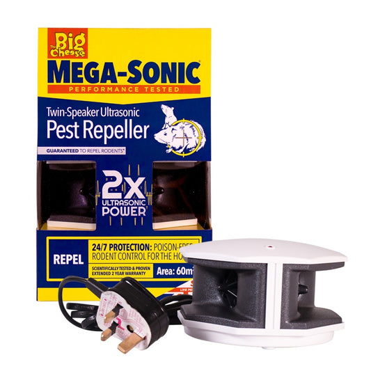 Repelente ultrasónico de plagas The Big Cheese Mega Sonic Twin Speaker