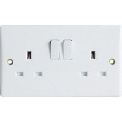Dencon 13A, Slimline Twin Switched Socket Outlet to BS1363