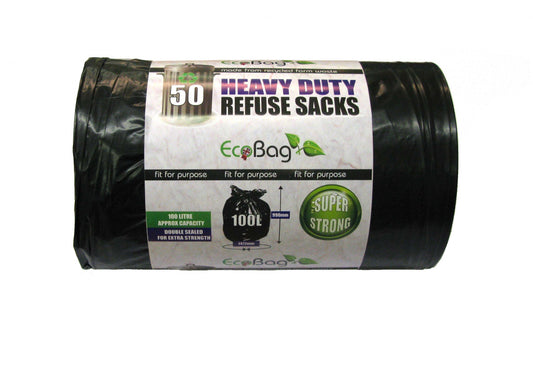 Ecobag Heavy Duty Refuse Sacks Black 50 x 100L