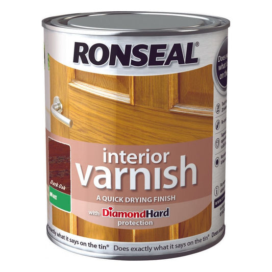 Ronseal Interior Varnish Matt 750ml Dark Oak