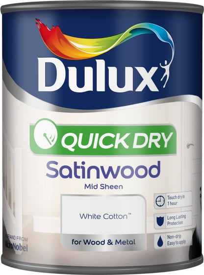 Dulux Secado Rápido Satinwood 750ml Algodón Blanco