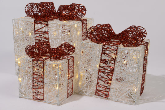 Kaemingk LED Set Of 3 Gift Boxes