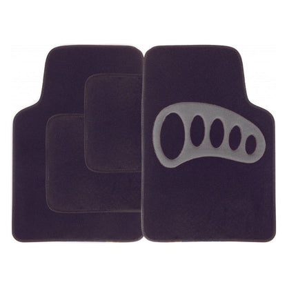 Streetwize Carpet Mat Set - 4 Piece Black with Grey Heel Pad