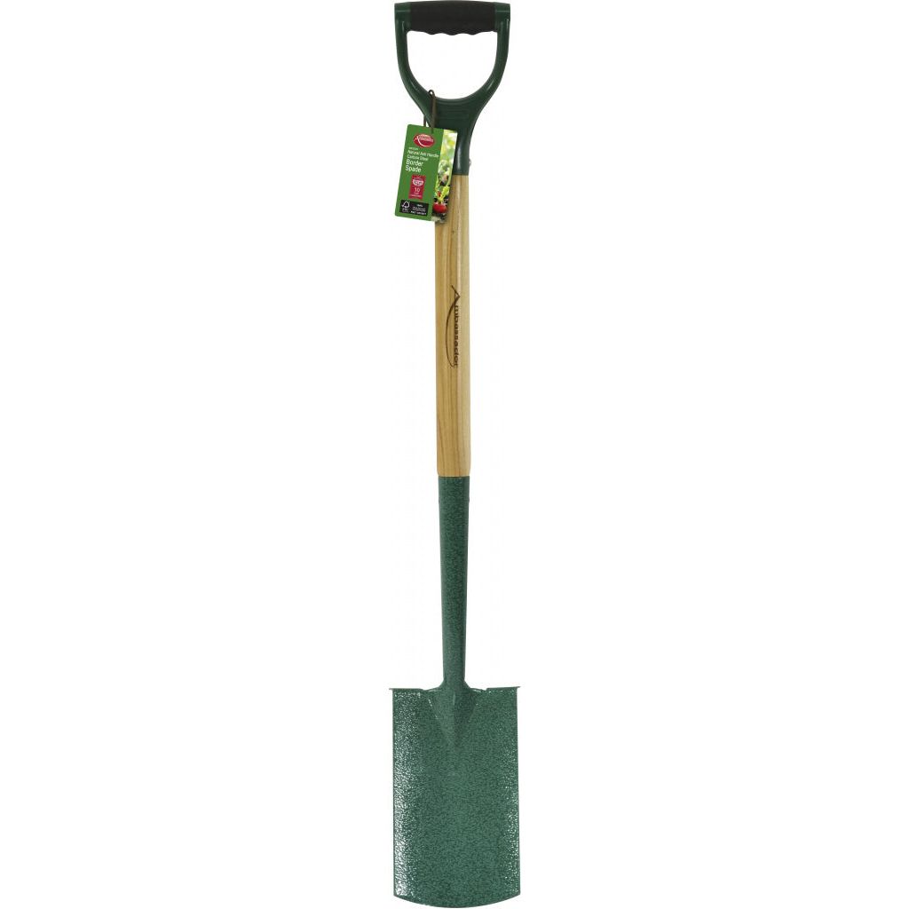 Ambassador Natural Ash Handle Carbon Steel Border Spade