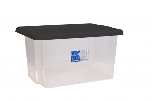 Boîte de rangement TML et couvercle noir 35L transparent