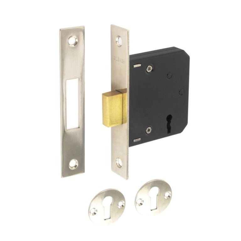 Securit 3 Lever Deadlock 63mm Nickel Plated