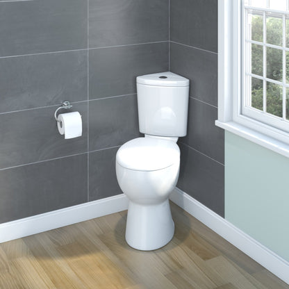 SP Corner Comfort Height Close Coupled Toilet W: 360mm H: 865mm D: 620mm