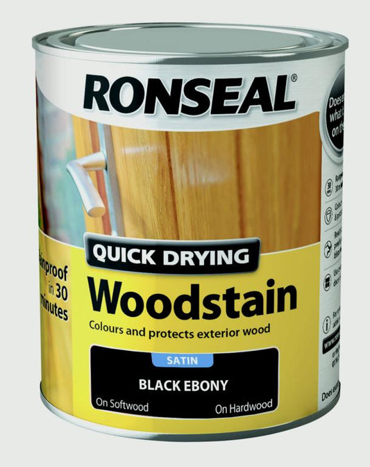 Ronseal Lasure pour bois satinée à séchage rapide 750 ml Noir ébène