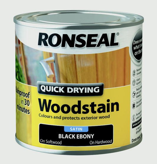 Ronseal Lasure pour bois satinée à séchage rapide 250 ml Noir Ébène