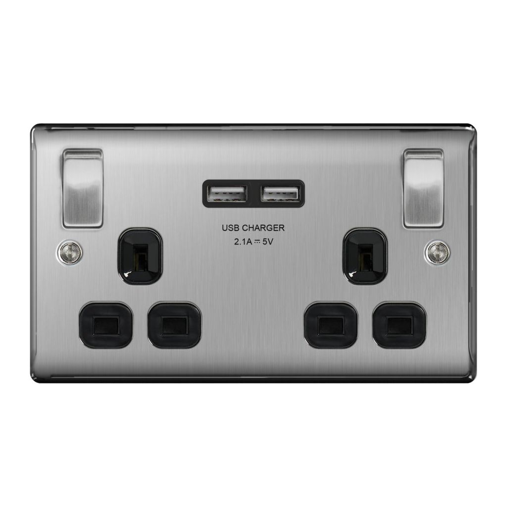 BG 13a Enchufe con interruptor de 2 unidades y USB