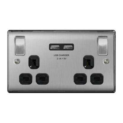 BG 13a 2 Gang Switch Socket & USB