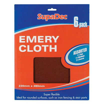SupaDec Emery Cloth - Pack of 6 (Assorted)