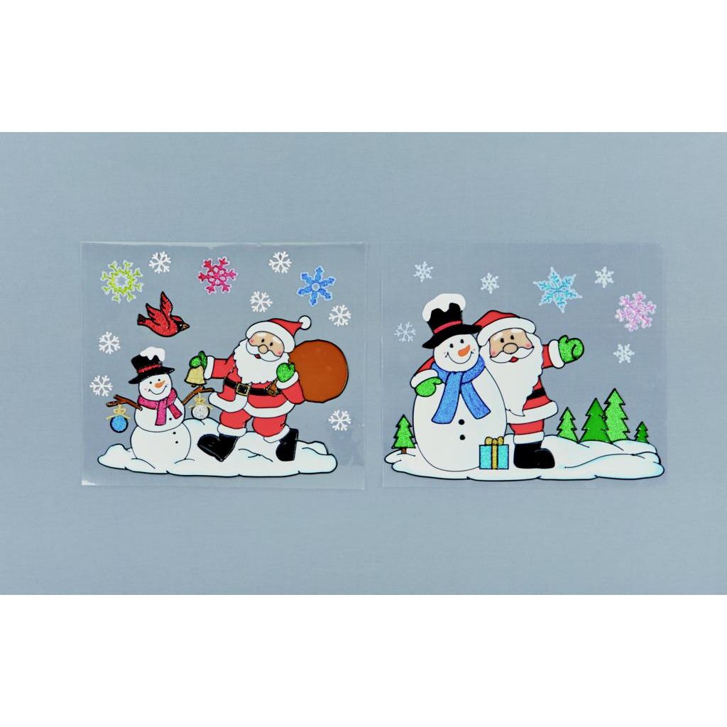 Premier Santa Snowman Colour Snowflakes Window Stickers