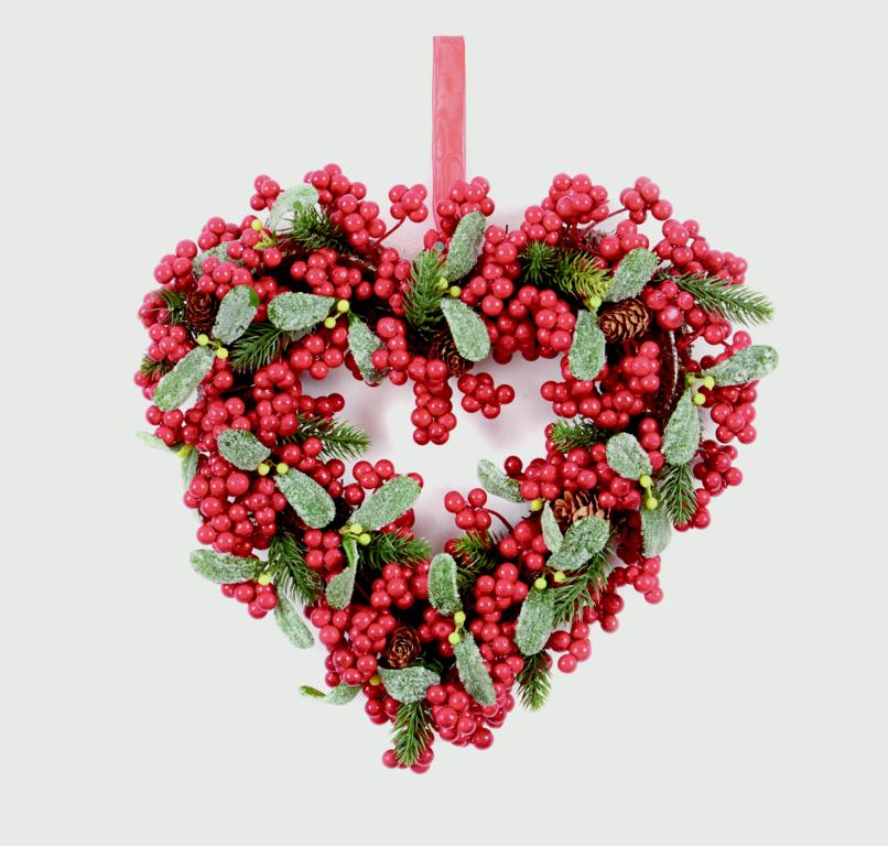 Premier Berry & Leaf Heart Wreath