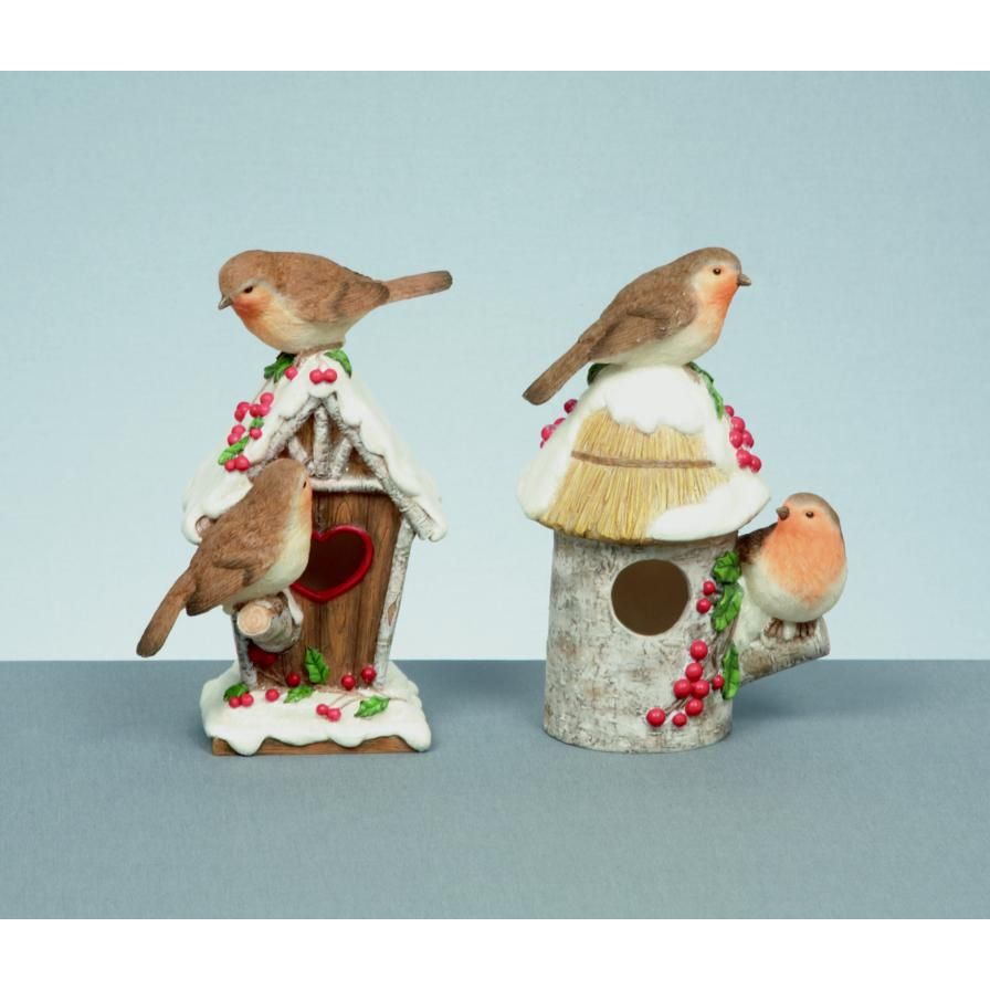 Premier Robin On Bird House Polyresin