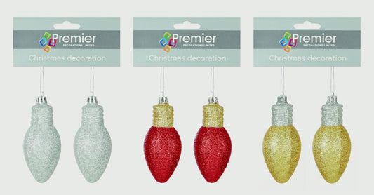 Premier Set-2 Glitter Bulb Trim Red Gold & Silver