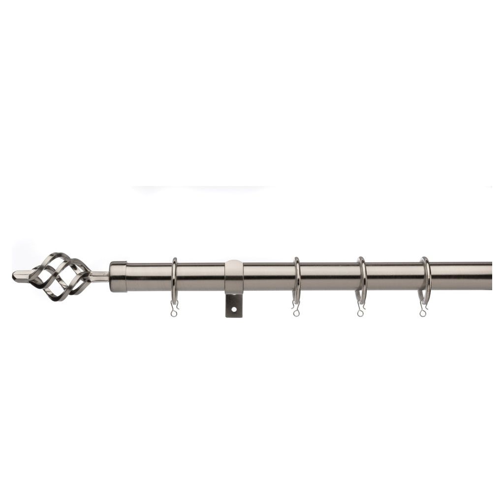 Universal Telescopic Curtain Pole Satin Steel 120cm - 200cm