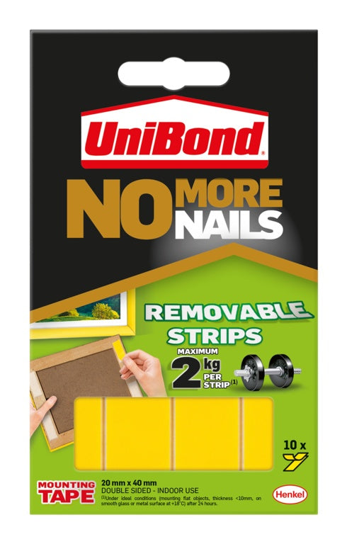 UniBond No More Nails Removeable strips Pack of 10