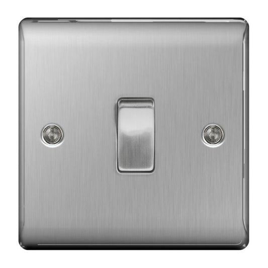 BG Brushed Steel 10ax Plate Switch Intermediate