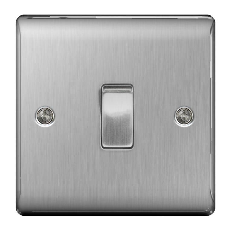 BG Brushed Steel 10ax Plate Switch Intermediate