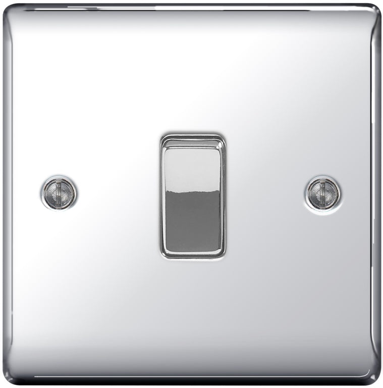 Interruptor de placa BG Metal Chrome 10ax, 2 vías, 1 unidad