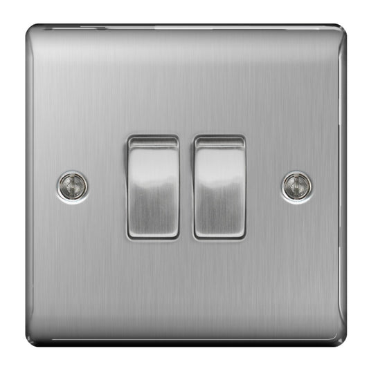 BG Brushed Steel 10ax Plate Switch 2 Way