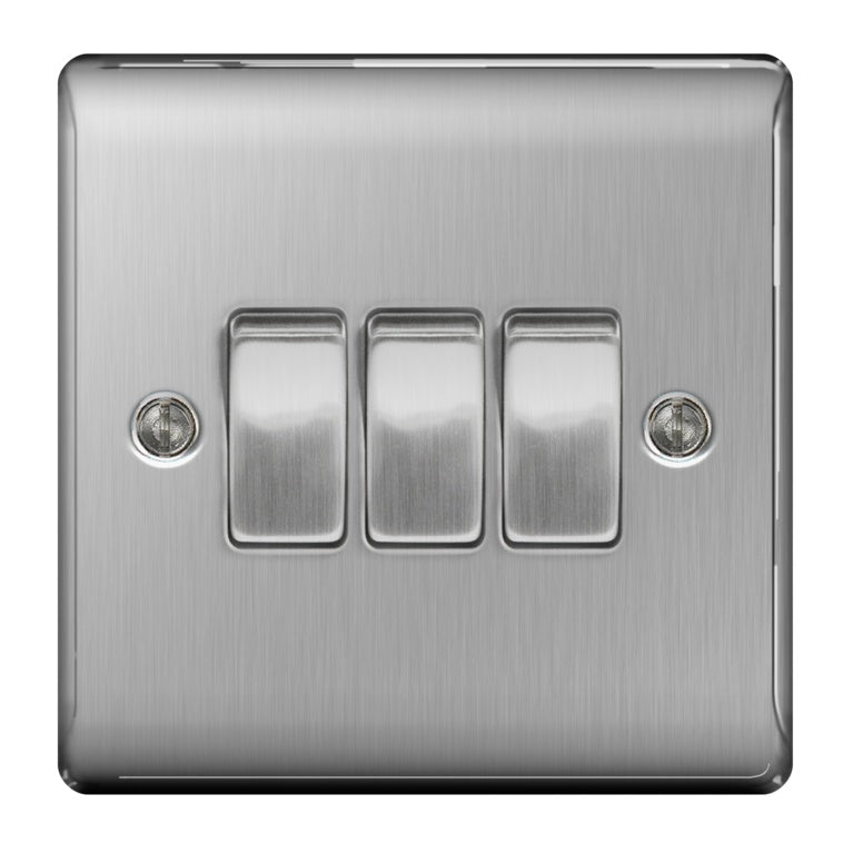 BG Brushed Steel 10ax Plate Switch 2 Way