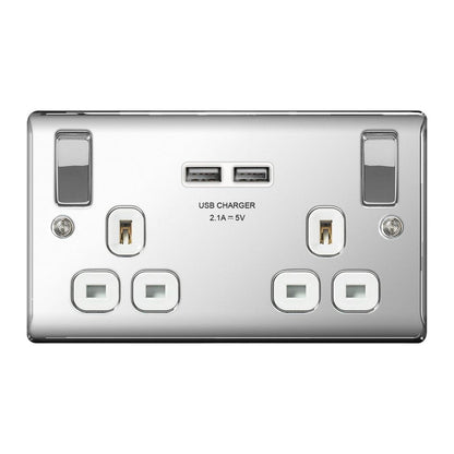 BG 13a 2 Gang Switch Socket & USB