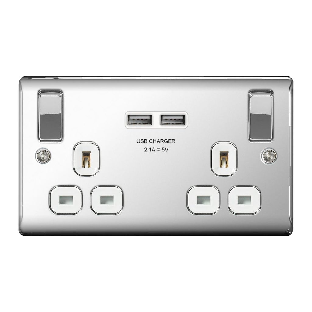 BG 13a 2 Gang Switch Socket & USB