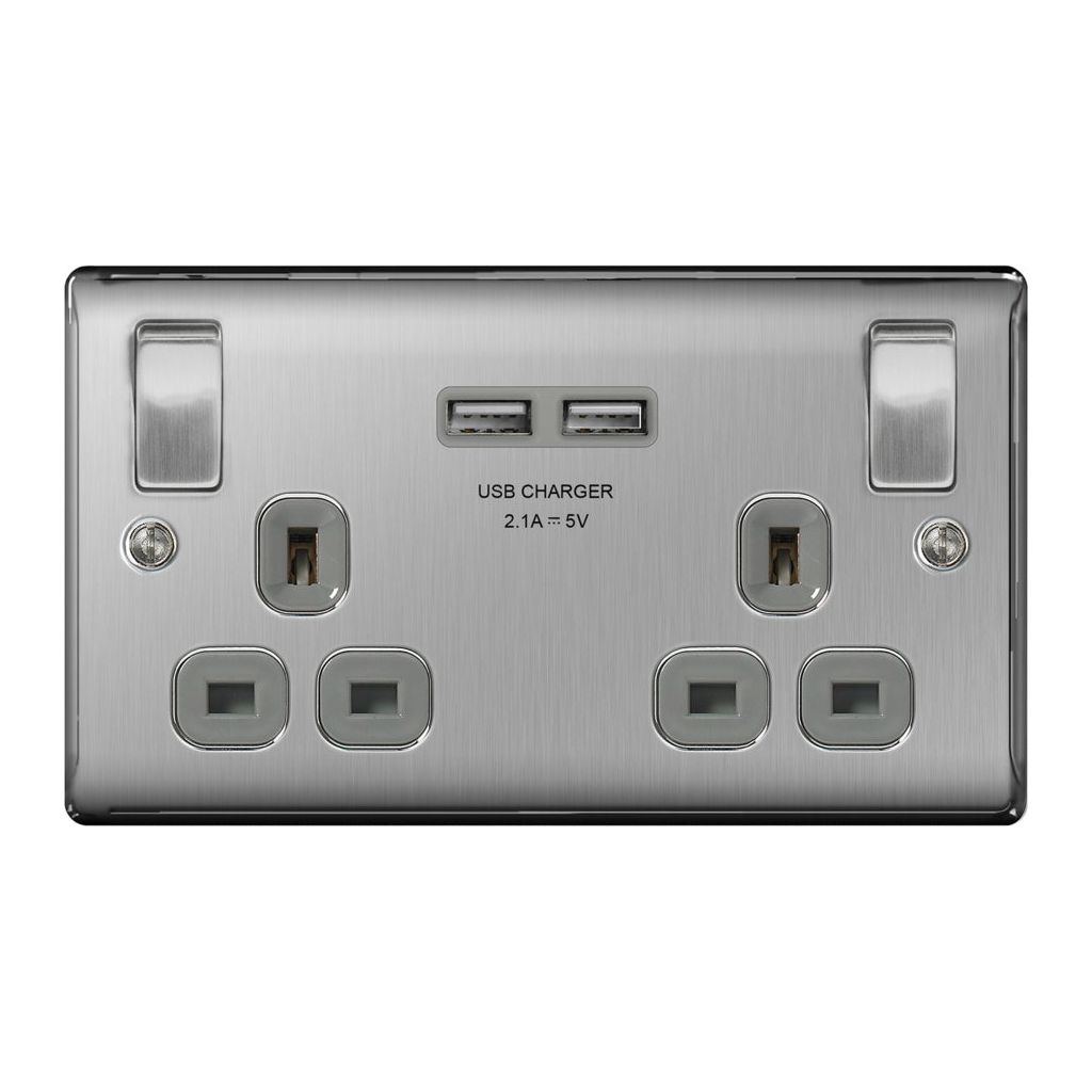 BG 13a 2 Gang Switch Socket & USB