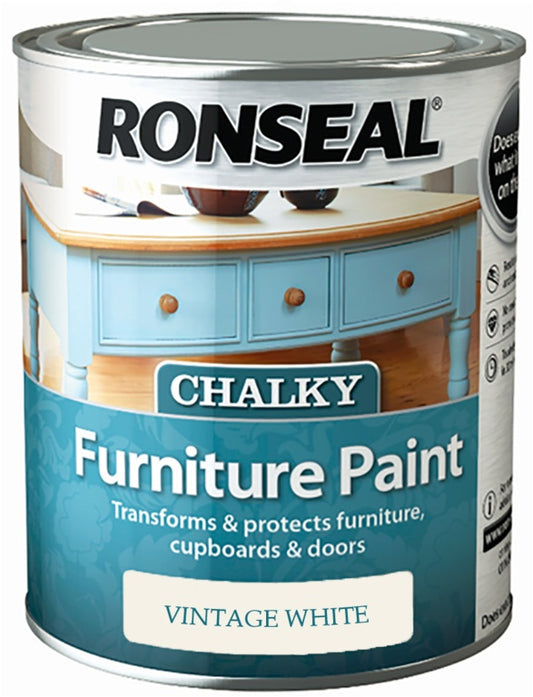 Pintura para muebles Ronseal Chalky 750ml Blanco vintage