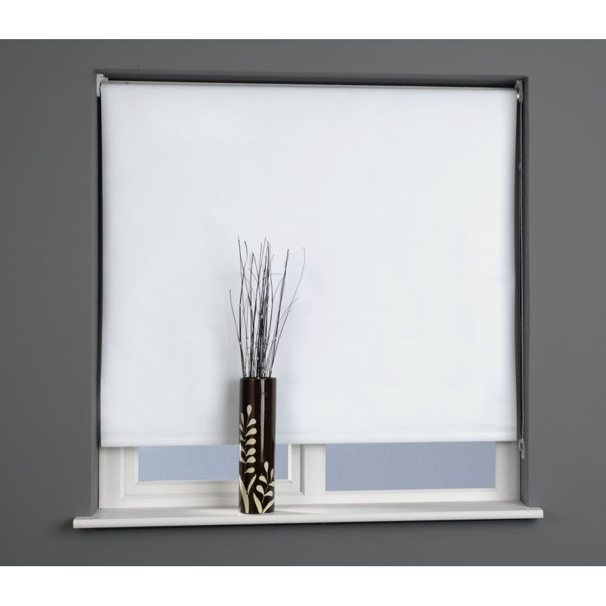 Universal Plain Black Out Roller Blind Snow White