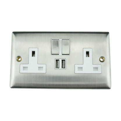 Lyvia 2 Gang Switched Socket 2 x 2.1a USB