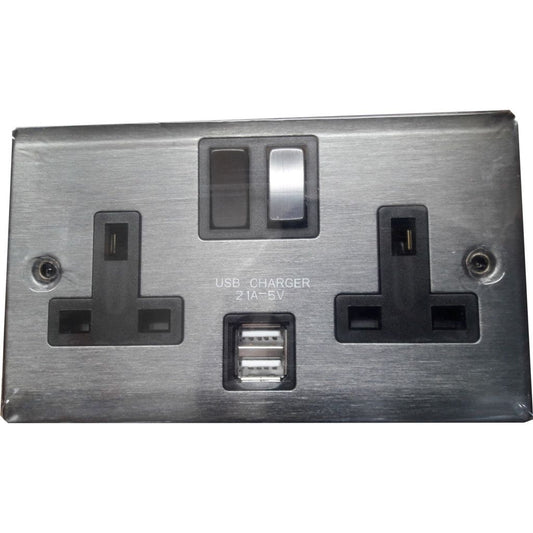 Lyvia 2 Gang Switched Socket 2 x 2.1a USB