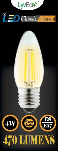 Lyveco ES Clear LED 4 Filament 470 Lumens Bougie 2700K 4 Watt