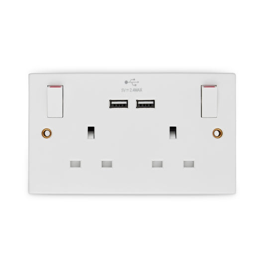 Securlec White Two Gang Switched Socket