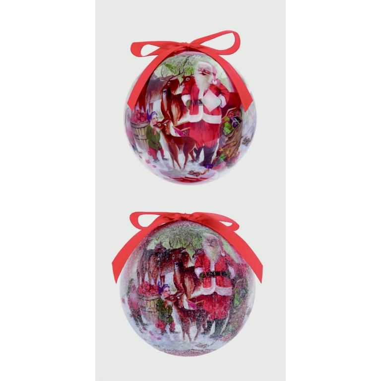 Premier Santa Deer Scene Decoupage Balls Boxed