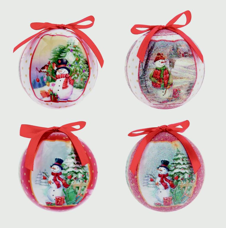 Premier 75mm Snowman Scene Decoupage Balls Boxed