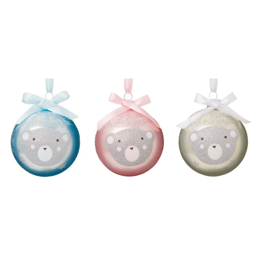 Premier Baby Glass Baubles Pink, Blue & White