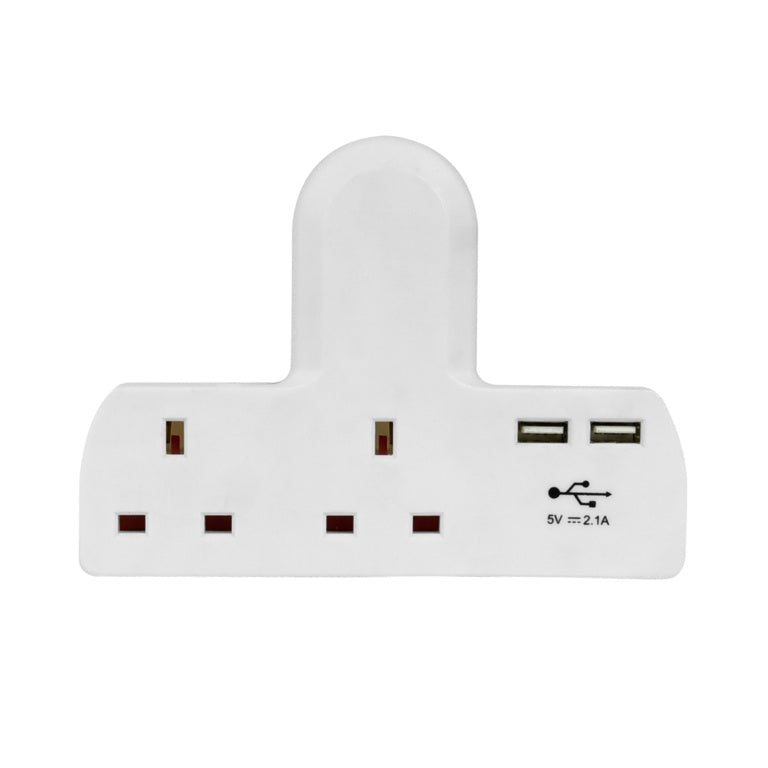 Securlec T-Shape 2 Way Plug-In Adaptor 1 x USB-A, 1 x USB-C