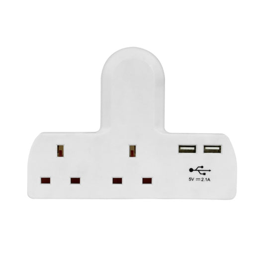 Securlec T-Shape 2 Way Adaptor With 2 USBs