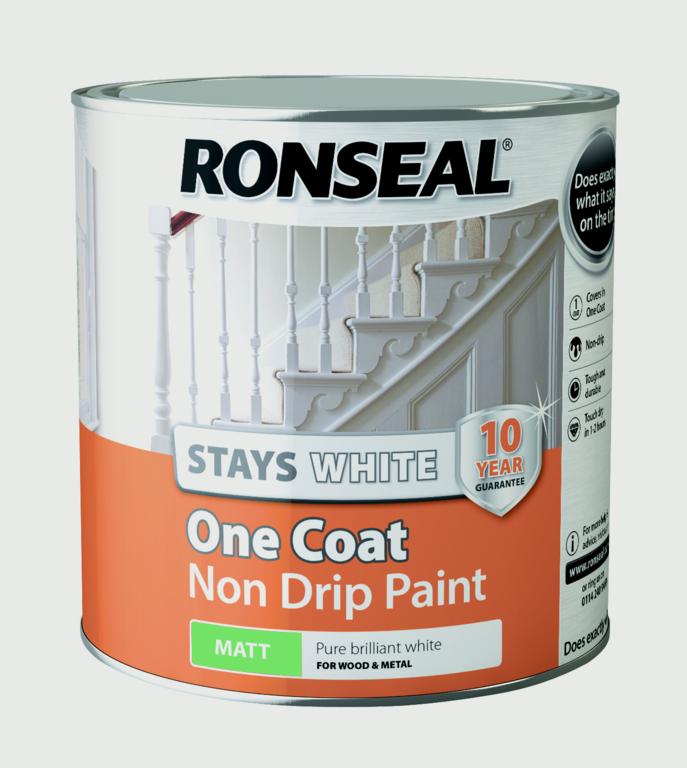 Ronseal Stays White Pintura de una capa que no gotea