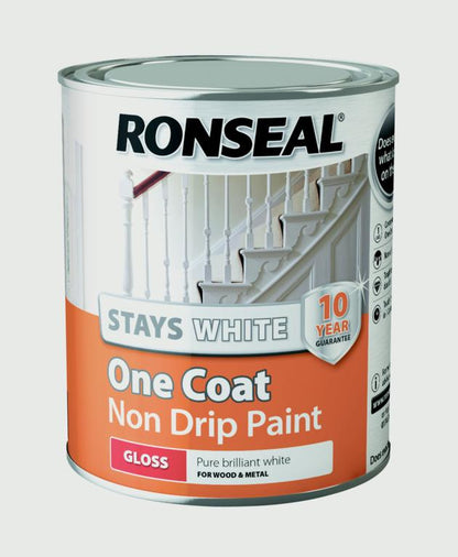 Ronseal Stays White Pintura de una capa que no gotea