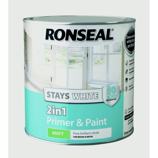 Ronseal Stays White Imprimación y pintura 2 en 1