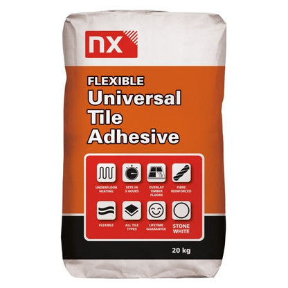 Norcros Stone White Universal Flexible Tile Adhesive 20kg