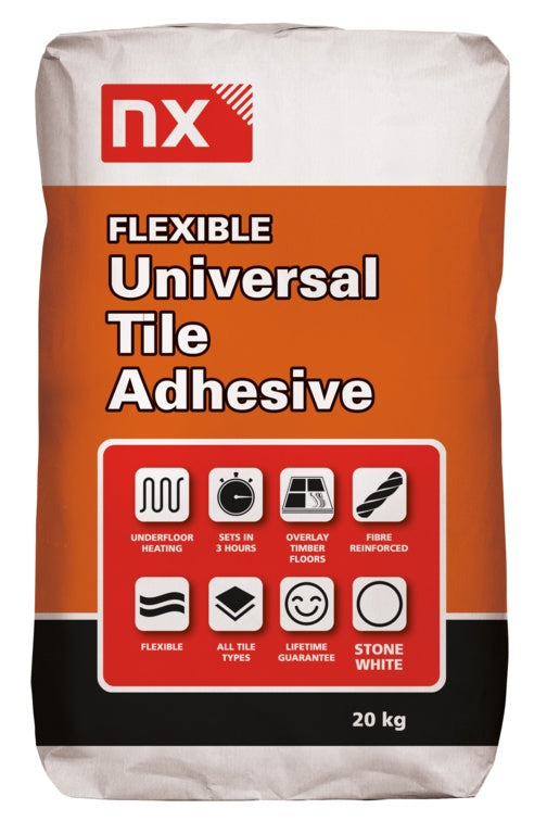 Adhésif flexible universel pour carrelage Norcros Stone White